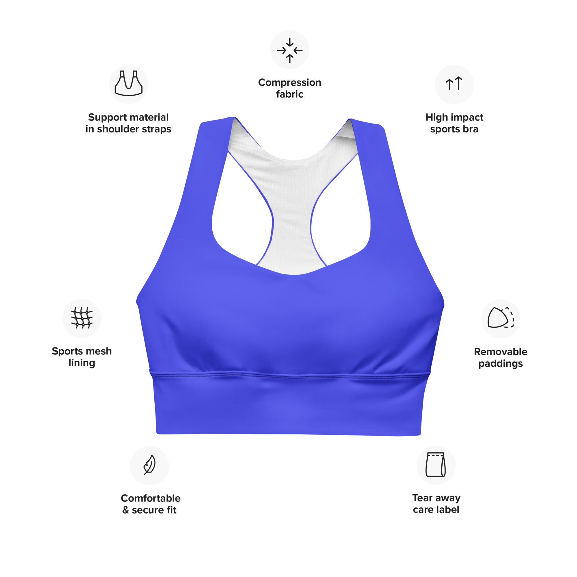 Royal Blue Longline Sports Bra